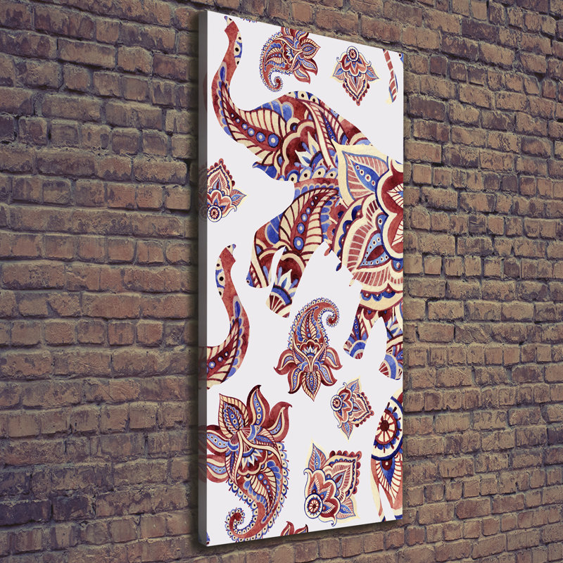 Ethnic Elephant Patterns - Wrapped Canvas Print