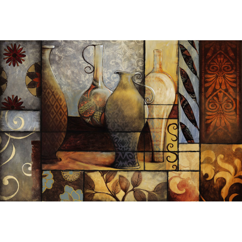 Patched Pattern Pots - Wrapped Canvas Painting, 61cm H x 91cm W x 3.8cm D