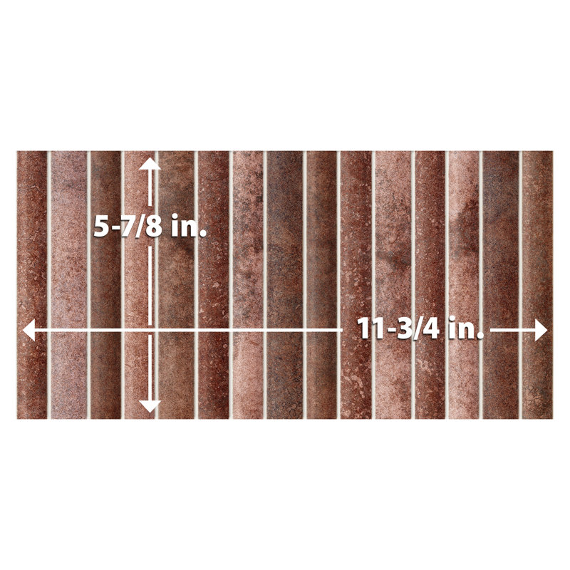 Rubik 5.88" x 11.75" Ceramic Patterned Tile, Red
