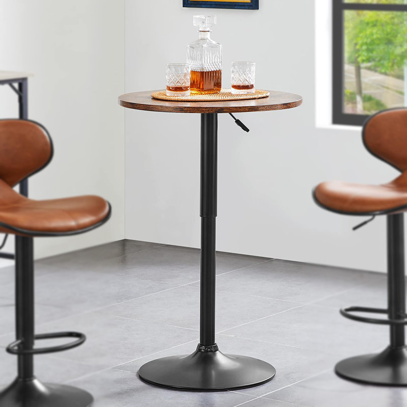 Balwinder Round Outdoor Bar Table - 60 cm W 60 cm D, Rustic Brown, Black