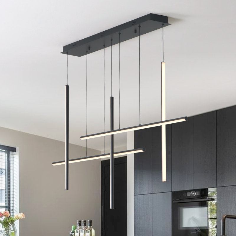 Luminaire suspendu pour îlot de cuisine en aluminium, Noir mat