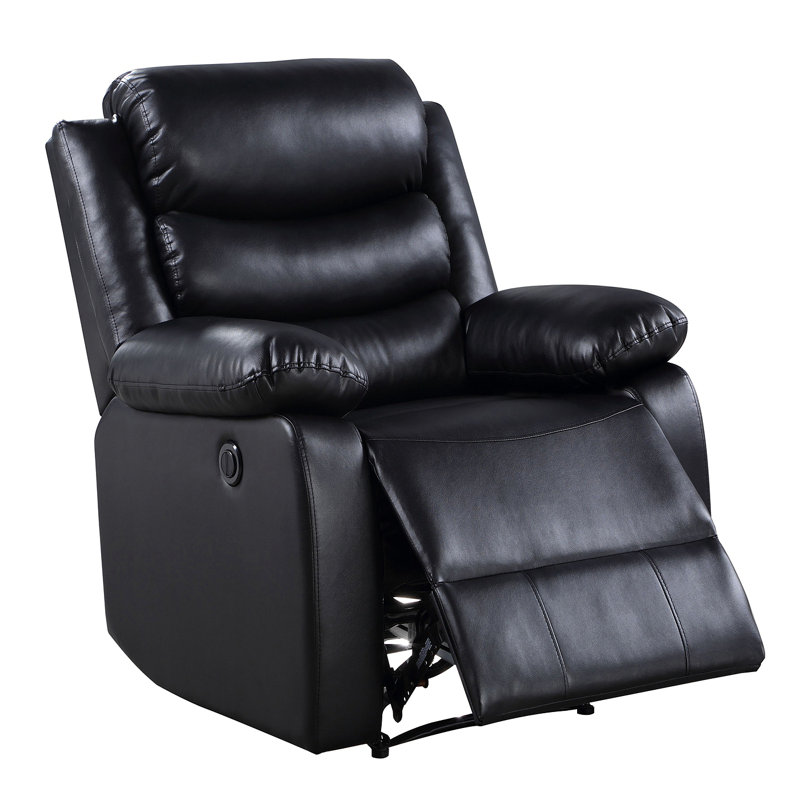Fauteuil inclinable électrique noir avec accoudoirs coussinés, Noir