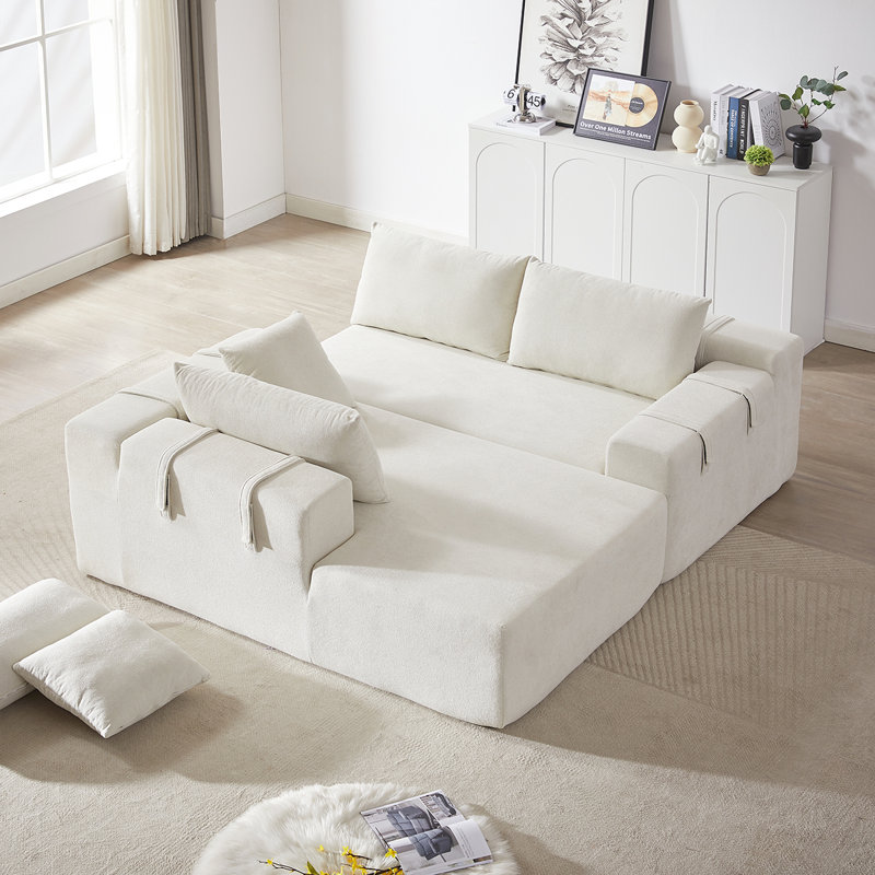 Modern Upholstered Boneless Sectional Sofa Couch Set, Modular L Shaped Sectional Living Room Sofa Set with 6 Pillows, Free Combination Sofa Couch for Living Room, Bedroom