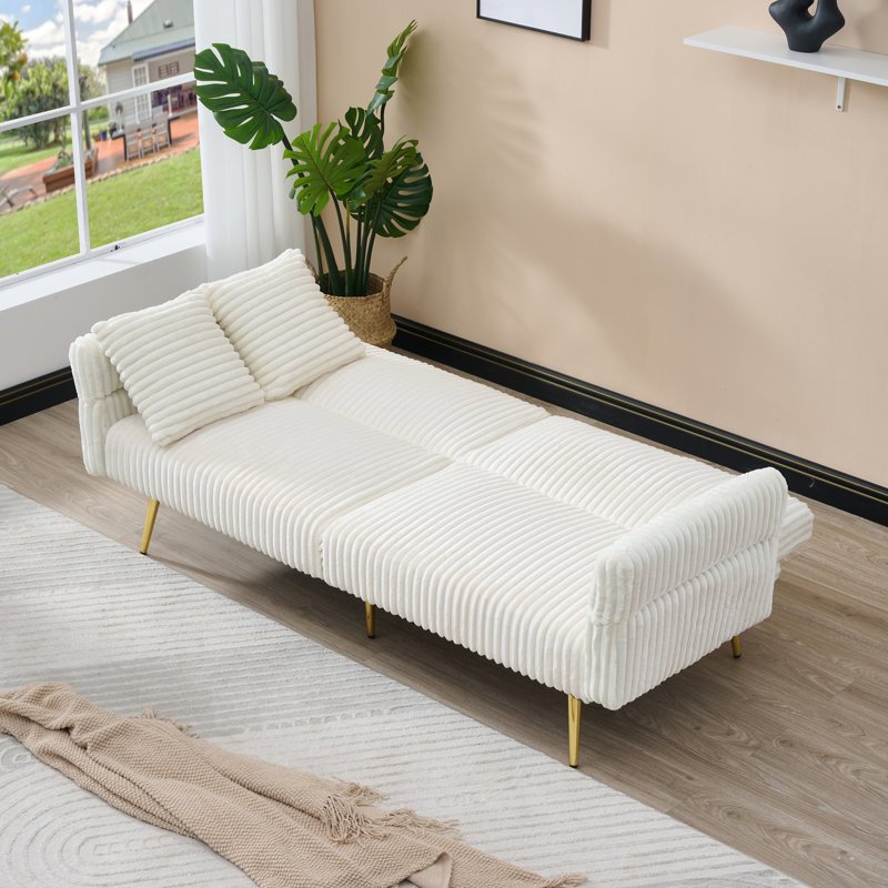 Canapé-lit pliable polyvalent avec une fabrication robuste pour divers espaces, White, 27.6" H x 79" W x 29.33" D