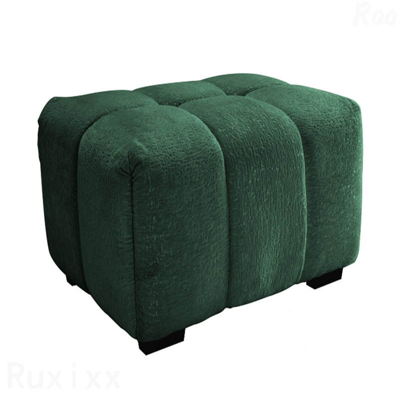 Repose-pieds rembourré en tissu vert chenille, Vert