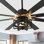 Grand ventilateur de plafond industriel 65 po avec lumières et télécommande Hilde