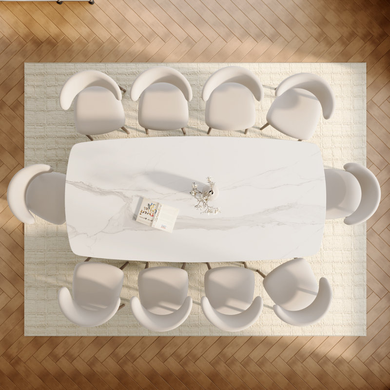 Grand ensemble de salle à manger 10 personnes 93,7 po, White/Dark Walnut, 11 Pieces: Table, 10 Chairs, Dark Walnut