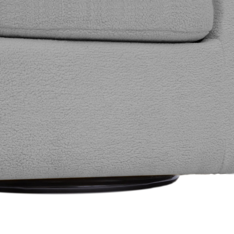 Gray Polyester Blend Swivel Barrel Chair with Wood Base