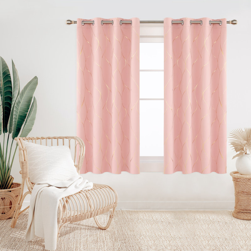 Valmar Blackout Curtain Pair, Width 117 x Drop 138cm, Coral Pink