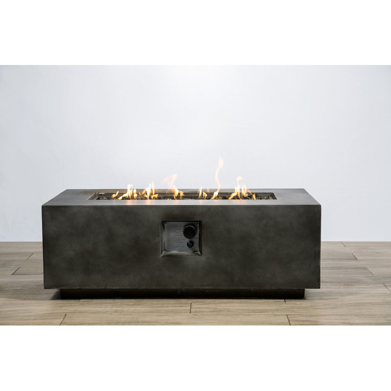 Table de foyer d'extérieur en béton au propane (gris anthracite), Gris anthracite
