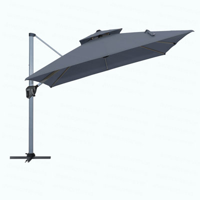 11FT Patio Umbrella Outdoor Square Double Top Umbrella In Gray (Without Umbrella Base)