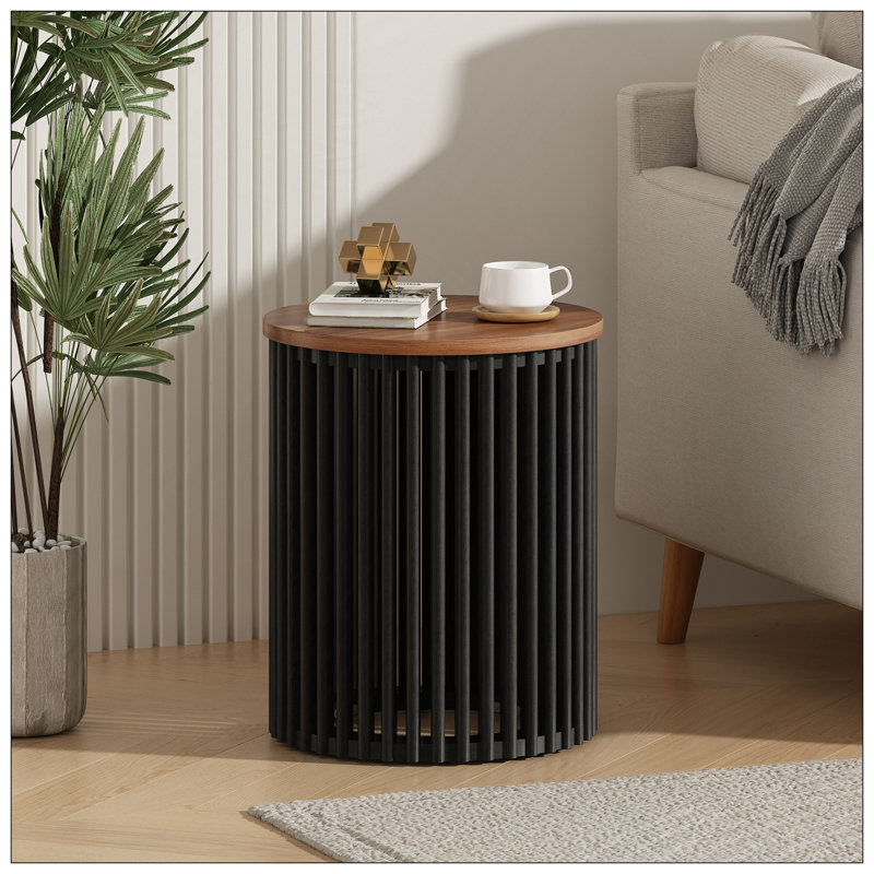 Table d'appoint en bois massif ACACIA, couleur naturelle et noire