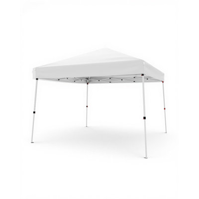 Quick Pop Up Canopy Tent 10x10 FT with Slant Legs – Portable Outdoor Gazebo Shelter, Easy Set Up, with Carry Bag, 8x8 FT UV Protection Canopy Cover – Ideal for Patio, Deck, Garden, Beach – White