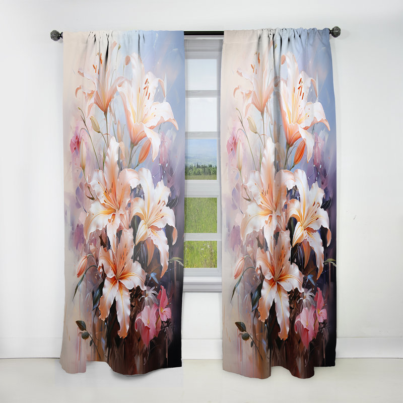 Draedon - Rideau lys - Rideau floral obscurcissant - 1 panneau, L 52 po x L 90 po
