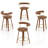 26" Faux Leather Swivel Bar Stools With Bent Wood Legs  (Set Of 4)-743588887