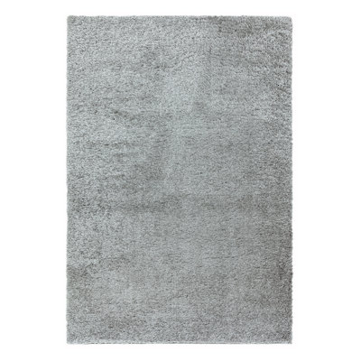 Natonia Shiny Shaggy Silver Area Rug