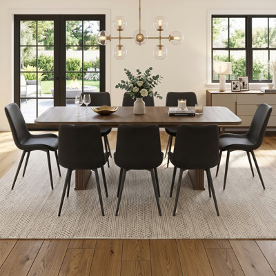 63.09"‑78.84" Extendable Dining Table Set With Faux Leather Chairs And Fluted Base