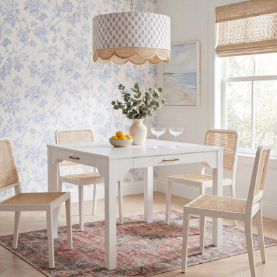 Annadale White Dining and Game Table with Drawer for Storage