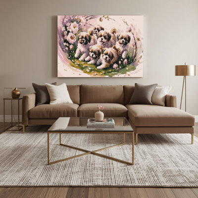 Dogs Shih Tzu Beige Canvas Wall Art