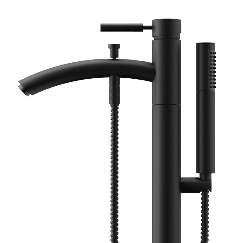 Taron 1 Handle Floor Tub Filler with Diverter, Matte Black