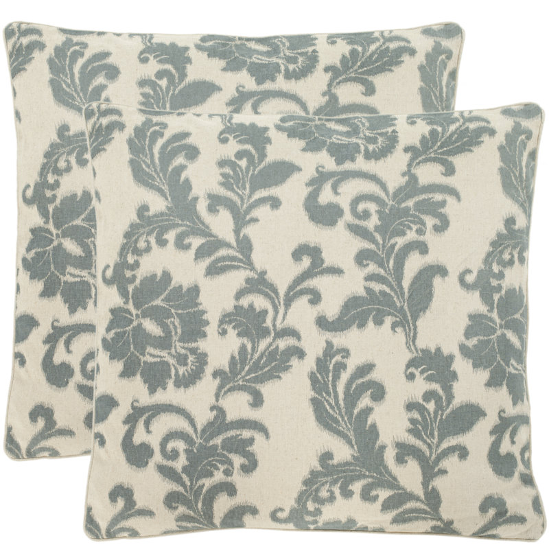 Apricot and Cream Ikat Linen Feather Throw Pillow Set