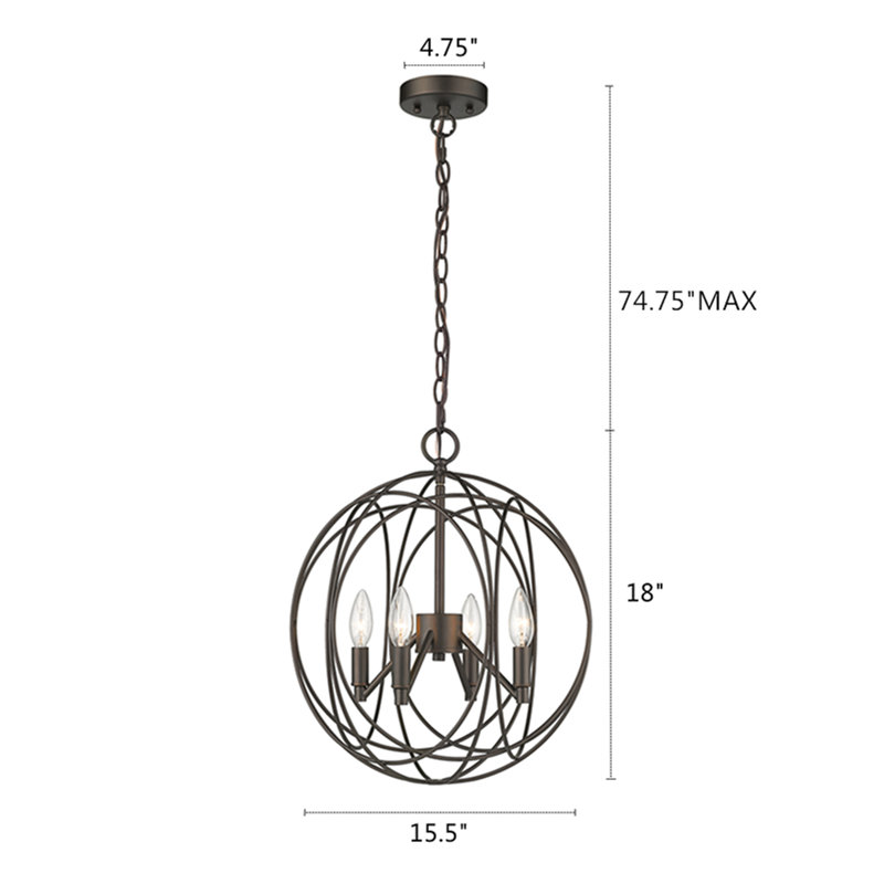 Lustree globe 4 lumières campagne ceiling Lecenta