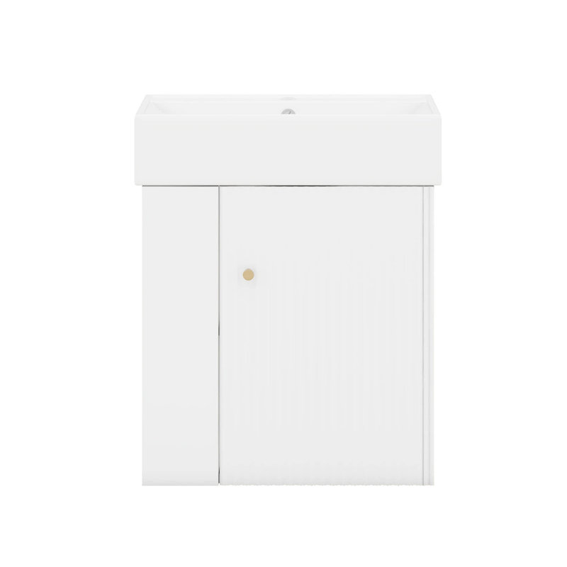 Meuble-lavabo flottant 21,6 po avec lavabo, meuble-lavabo moderne avec rangement ouvert à gauche