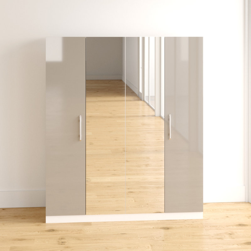 Dufferin 4 Door Wardrobe, White/Grey