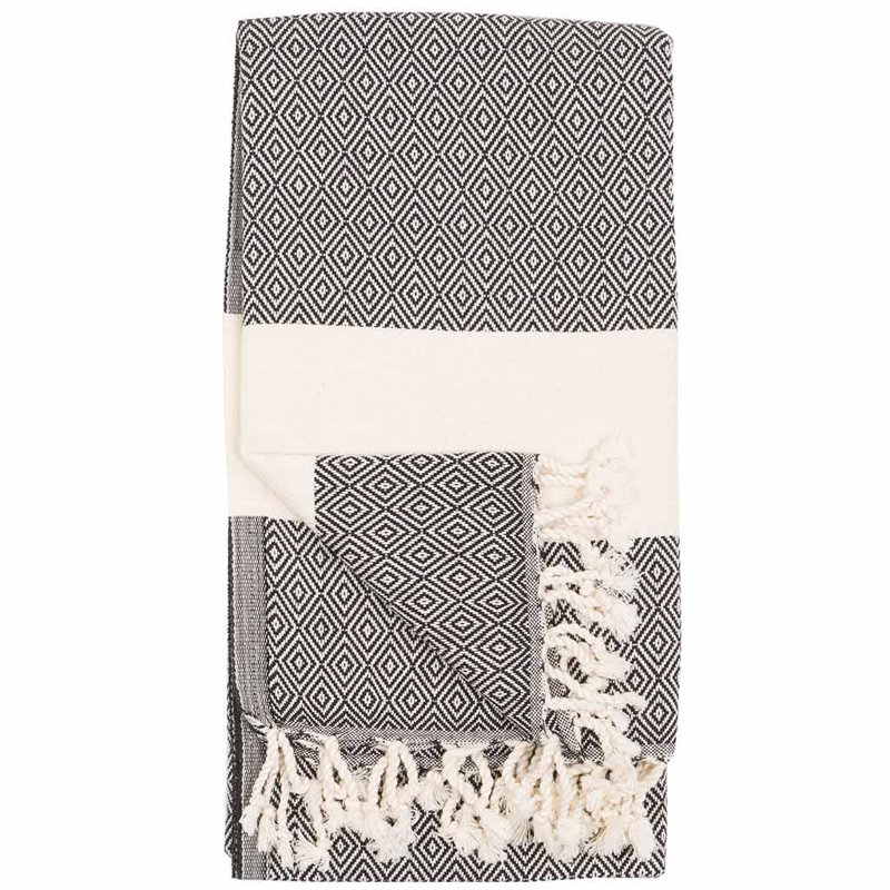 Serviette de plage en coton turc pure Cavas-Mitson, Carbone