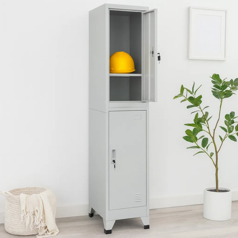 Armoire-penderie rectangulaire Sonia avec 2 portes verrouillables, acier gris