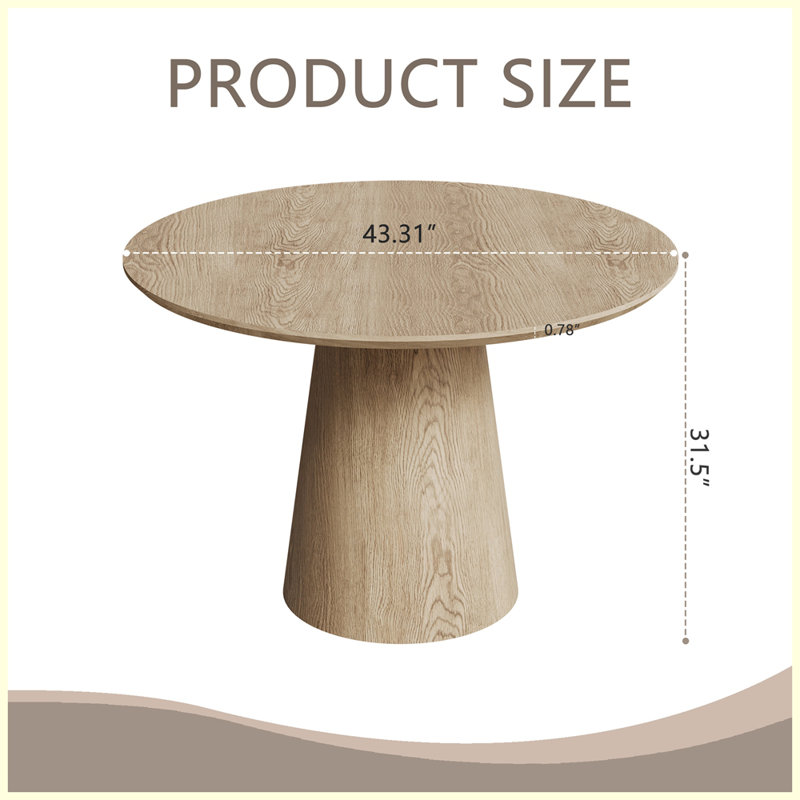 Modern Wooden circular dining table, Natural
