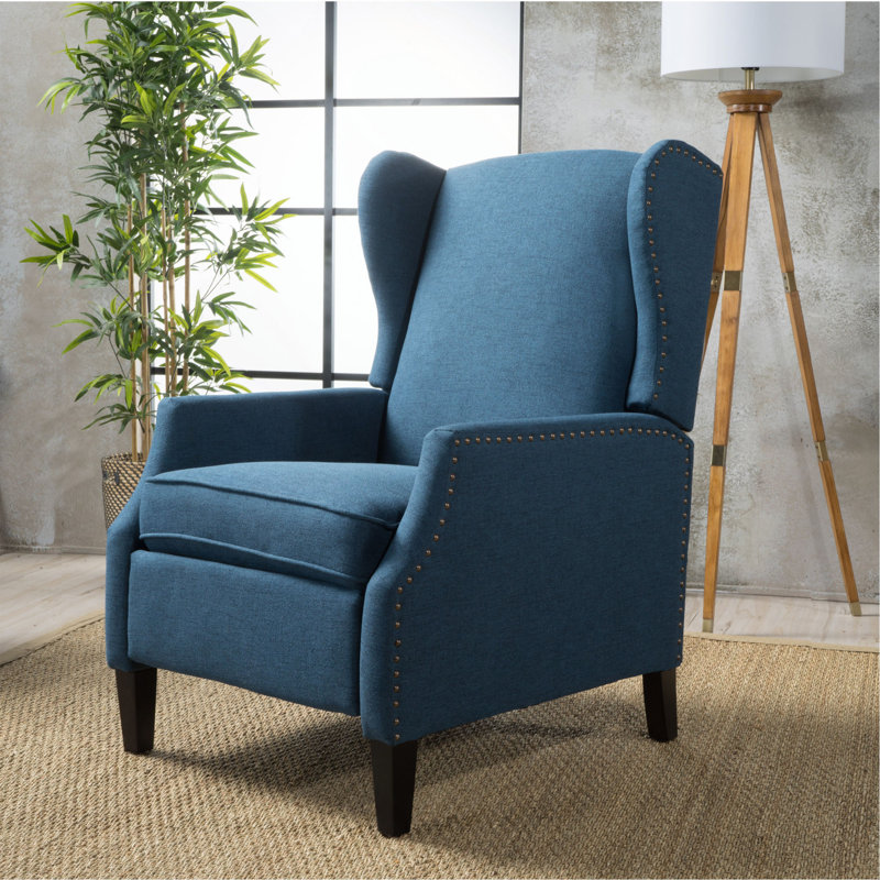 Fauteuil inclinable traditionnel confortable avec bordure cloutée pour la décoration intérieure, Marine