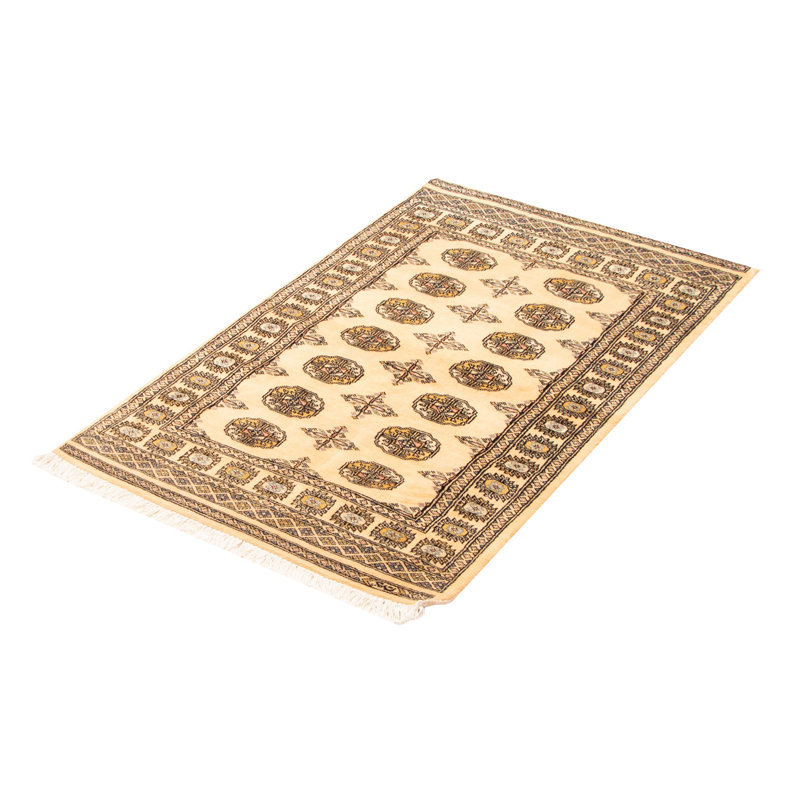Tapis unique en laine noué à la main Peshawar Bokhara 3 pi 2 po x 5 pi 2 po