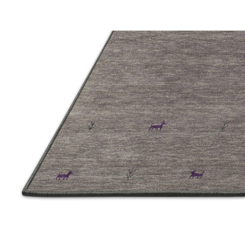 Tapis de zone gris foncé contemporain Raglan, Rectangle 5 pi x 7 pi
