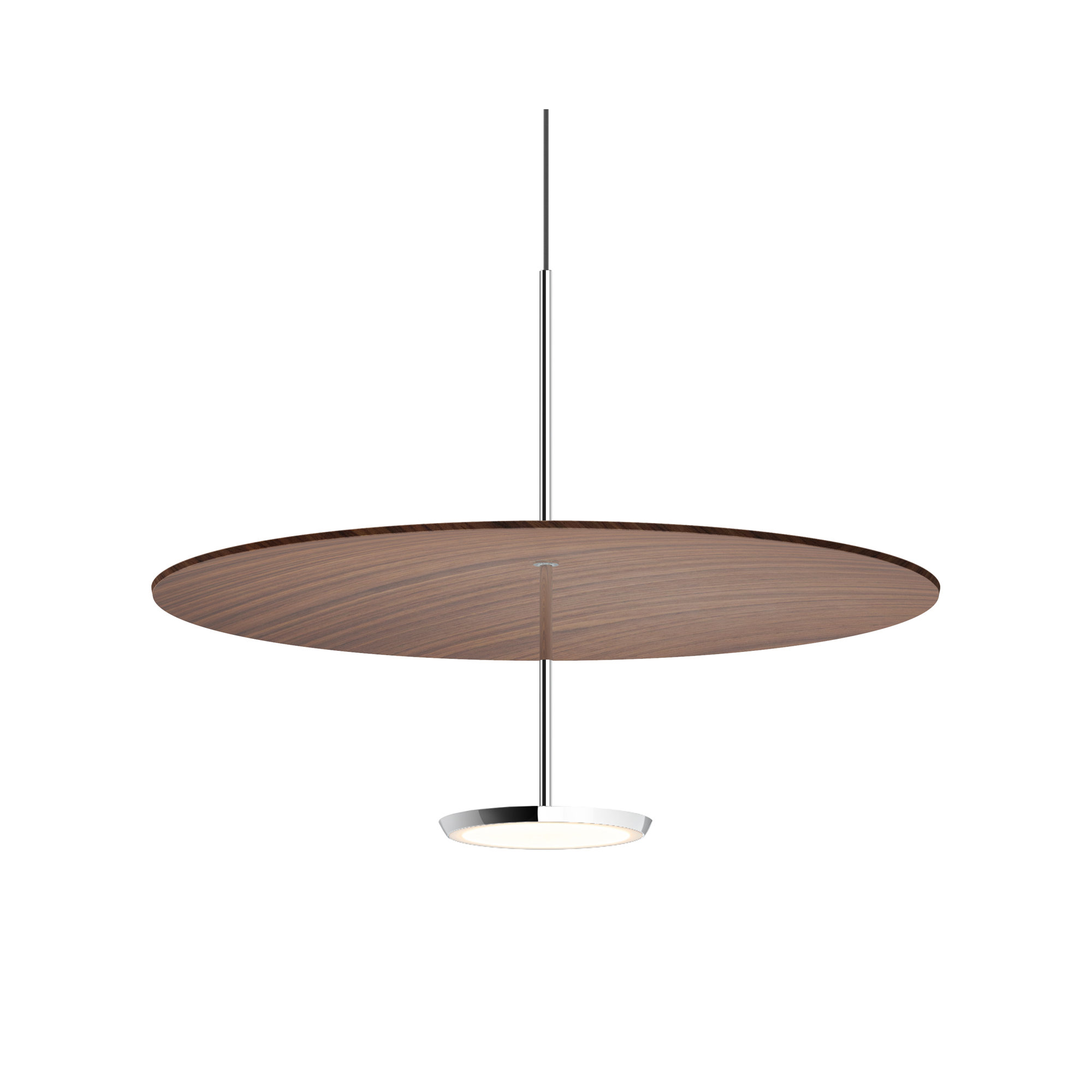 Sky Dome 1 - Light LED Pendant, Walnut, 17.5" H x 24" W x 24" D, Polished Aluminum