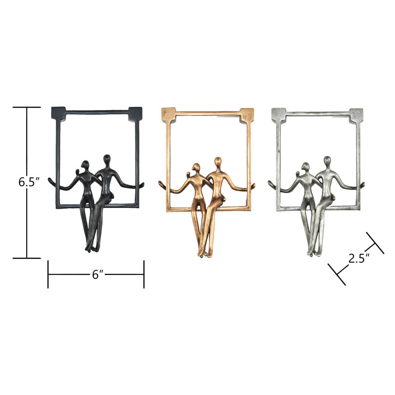 Adam & Friends Home Decor Swinging Couple Sculpture | 3-Piece |, Black/Pewter/Bronze