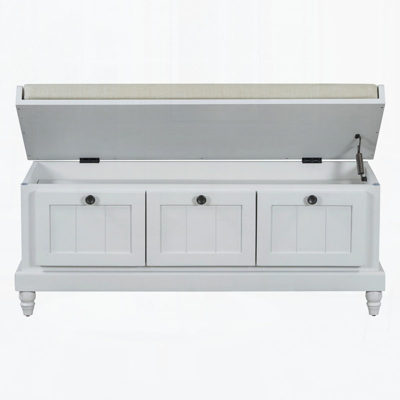 Banc de rangement rembourré 3 tiroirs Classic, Gris clair