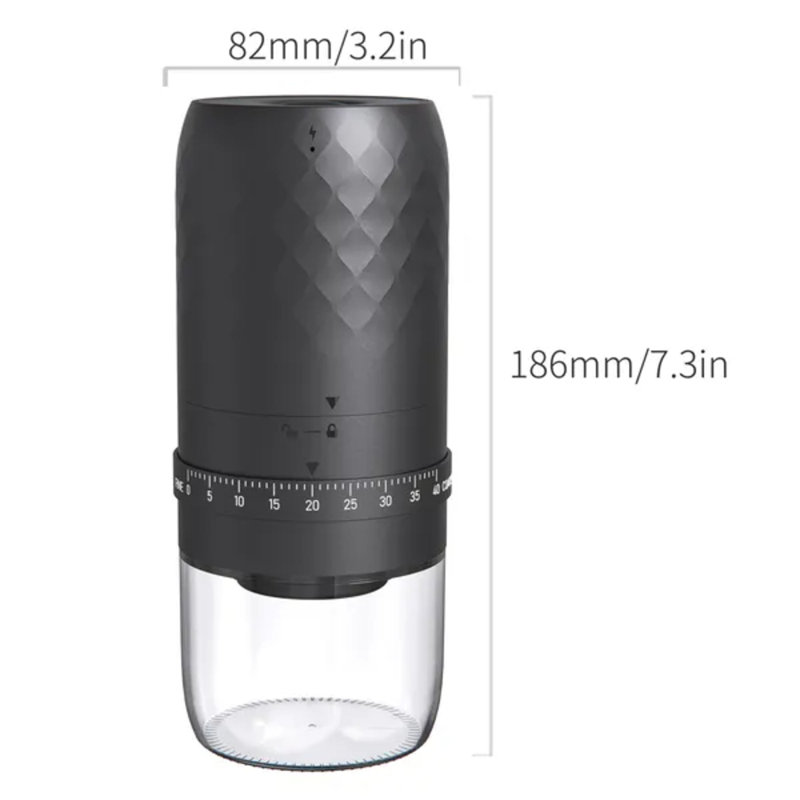 Moulin à café à meules électrique de 3,27 x 3,27 x 7,32 po, tête de broyage en céramique de 40 pièces moulue précise pour bureau de camping à domicile