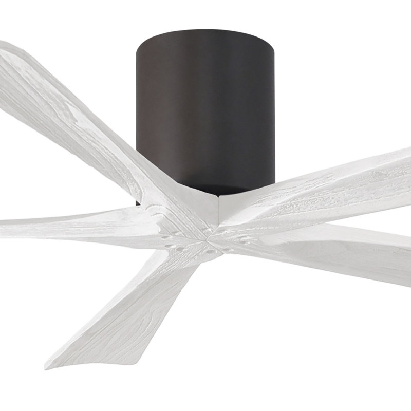 60" Irene 5-Blade Hugger Ceiling Fan with Wall Remote, Textured Bronze, 60", Matte White