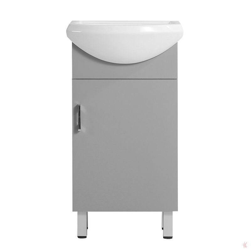 Mini armoire de salle de bain 18 po avec lavabo en céramique gris