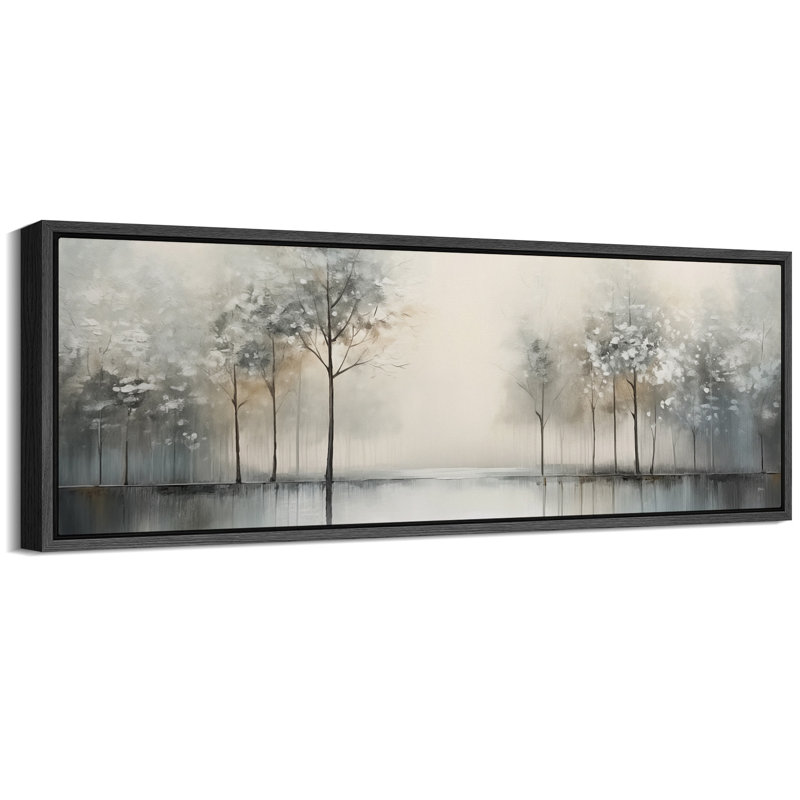 Misty Forest Reflections, reproduction d'art sur toile, H 20 po x l 60 po, Black
