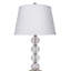 Lampe de table de 28,5 po de hauteur en métal avec finition nickel satiné et design orbe, abat-jour en lin
