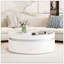 Table basse ronde à plateau relevable avec rangement dissimulé et conception à deux tons, parfaite pour les petits espaces et la vie moderne.