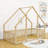 Wood House-Shaped Floor Bed With Guardrails-528129499-528129498