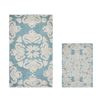 Danitra Premium-Quality 100% Cotton Super Absorbent Machine Washable 2 Piece Bathroom Rug Set