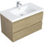 Meuble-lavabo mural peu encombrant avec lavabo de grande qualité et grand espace de rangement-117076811
