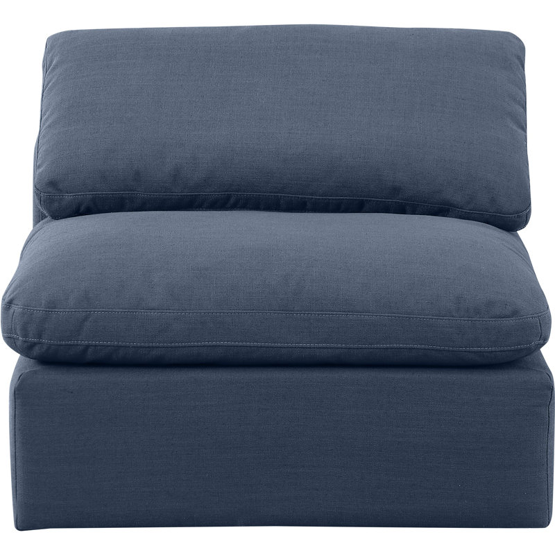 Fauteuil modulaire rembourré Musheerah Indulge, Tissu texturé en lin bleu marine