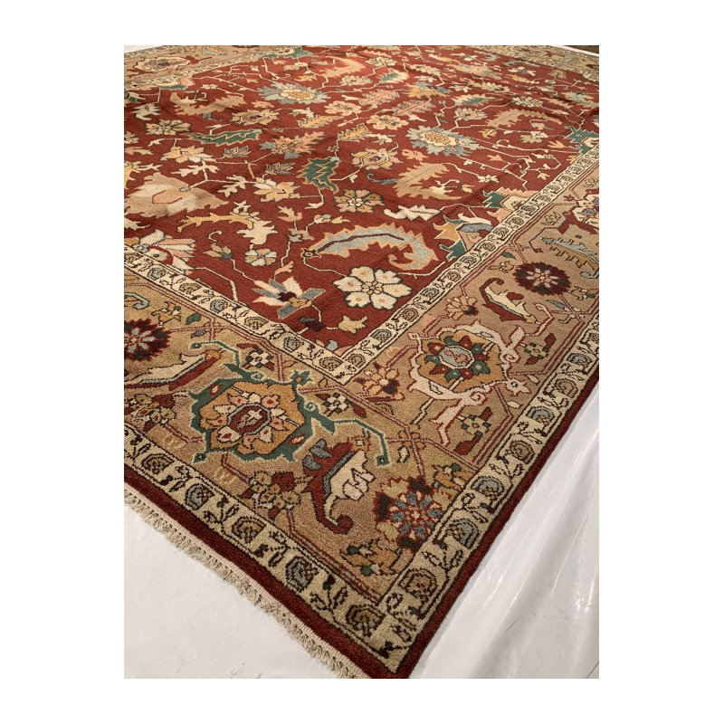 Wool Oriental Area Rug in Red/Beige