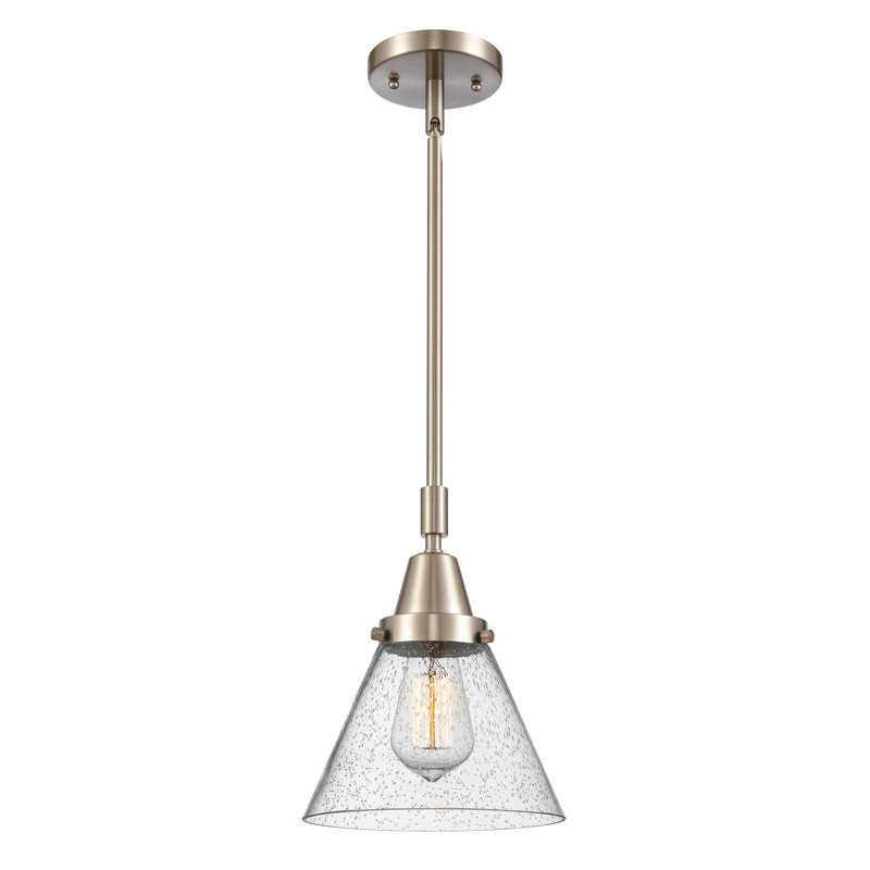 Luminaire suspendu conique à 1 lumière Aleaha, H 44,12 po x l 8 po x P 8 po, Ampoule non incluse, Nickel satiné brossé