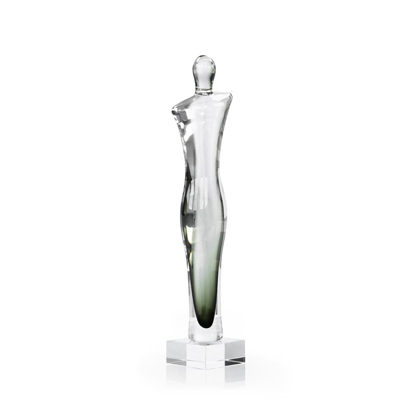 Sculpture en verre, petite silhouette, H 22 po x l 5,5 po x P 4 po